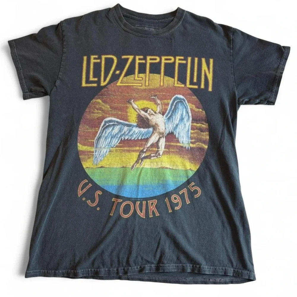 Led Zeppelin U.S. Tour 1975 Graphic Tee - Vintage style Washed Rock Band T-Shirt